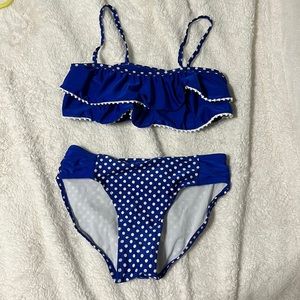 Kids large adult small blue and white bathing suit. Super cute!